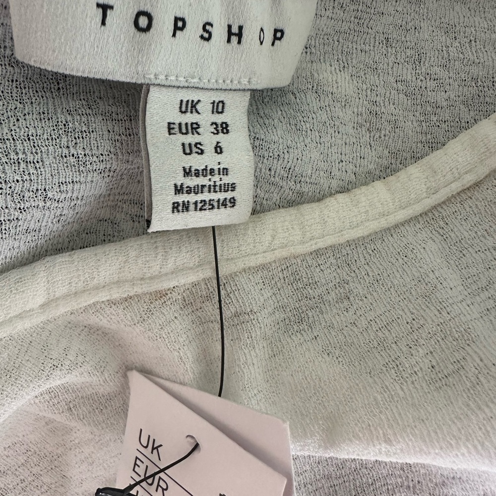 NWT White Long Sleeve Top Mesh sheer crop - Picture 3 of 3